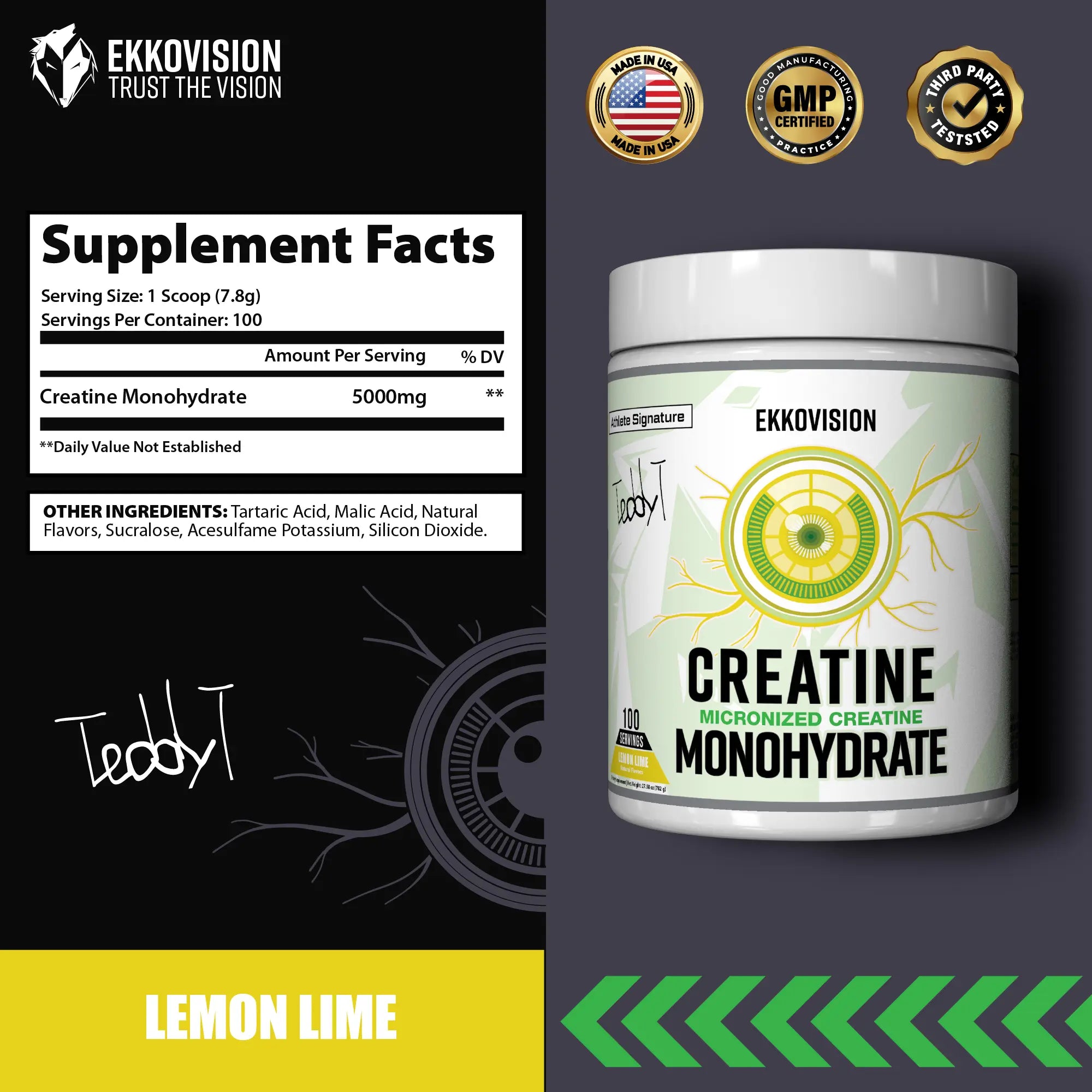 EKKO Creatine Monohydrate - Unflavored Creatine (3rd Party Tested)