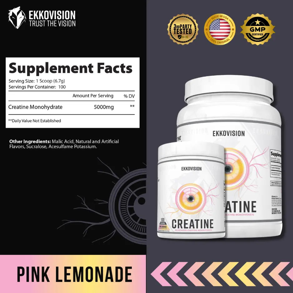 EKKO Creatine Monohydrate - Unflavored Creatine (3rd Party Tested)