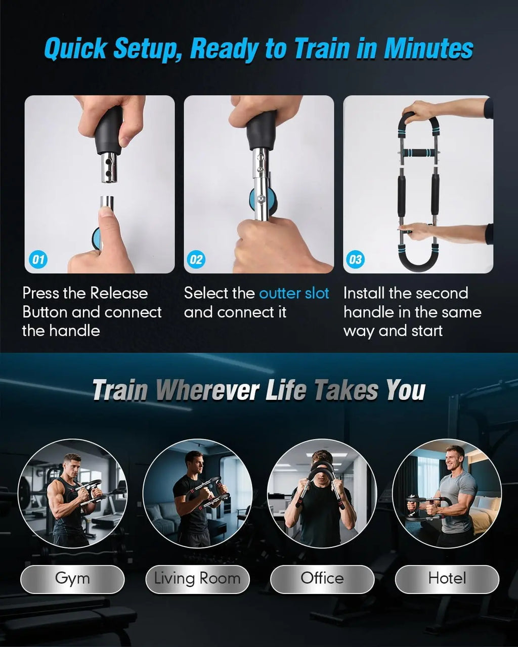 Twister Arm Trainer Chest Workout Equipment Adjustable Shaker Twister Arm Trainer for Men Women, Portable Power Chest Clip Muscle Fitness with Detachable Design