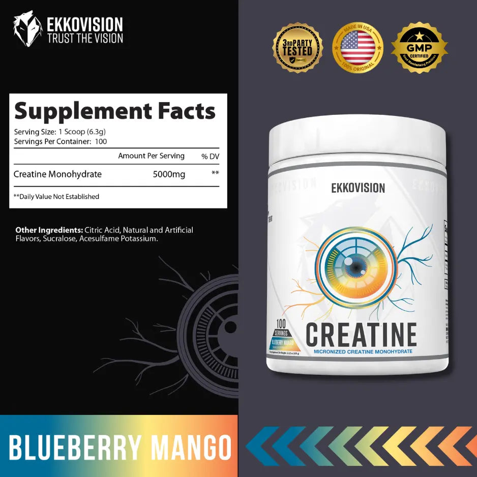 EKKO Creatine Monohydrate - Unflavored Creatine (3rd Party Tested)