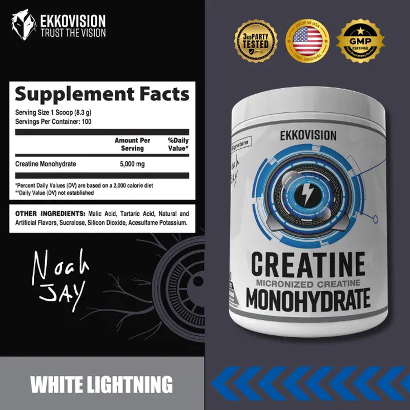 EKKO Creatine Monohydrate - Unflavored Creatine (3rd Party Tested)