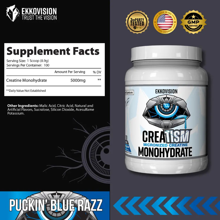 EKKO Creatine Monohydrate - Unflavored Creatine (3rd Party Tested)