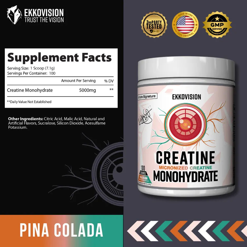 EKKO Creatine Monohydrate - Unflavored Creatine (3rd Party Tested)