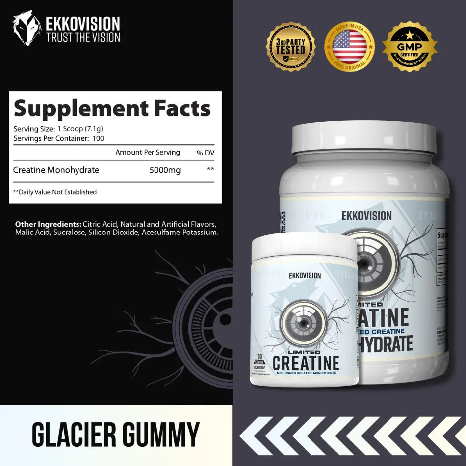 EKKO Creatine Monohydrate - Unflavored Creatine (3rd Party Tested)