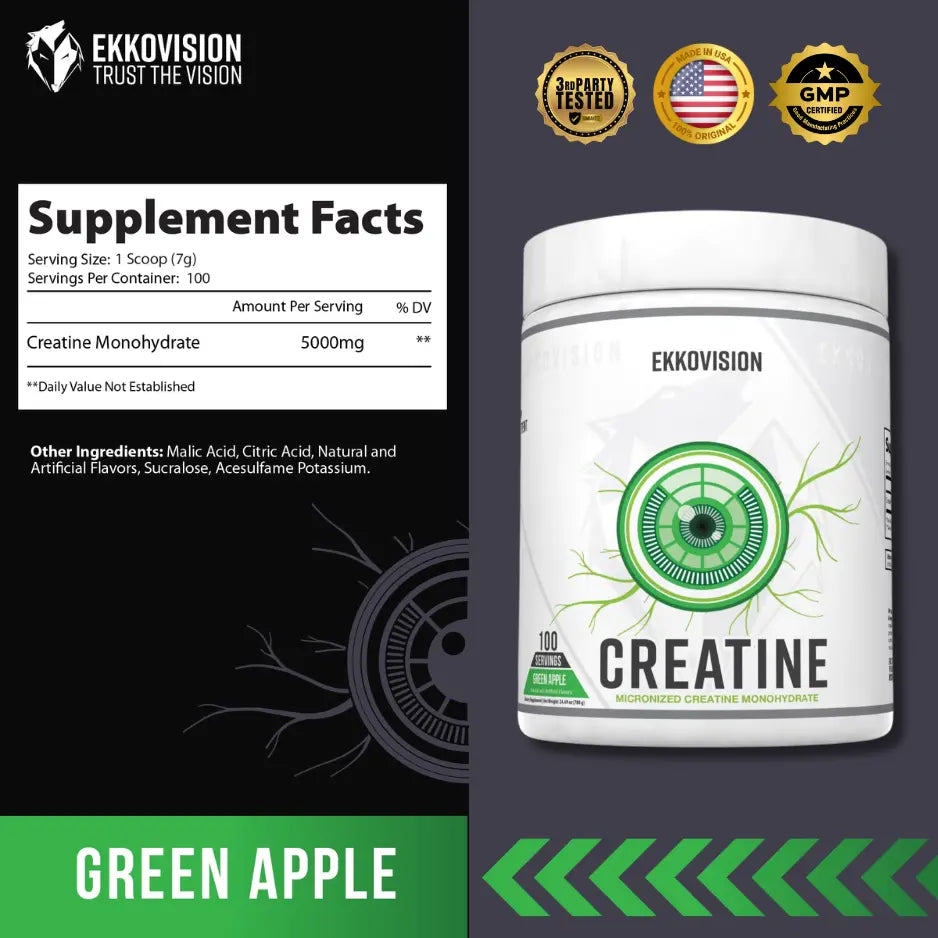 EKKO Creatine Monohydrate - Unflavored Creatine (3rd Party Tested)