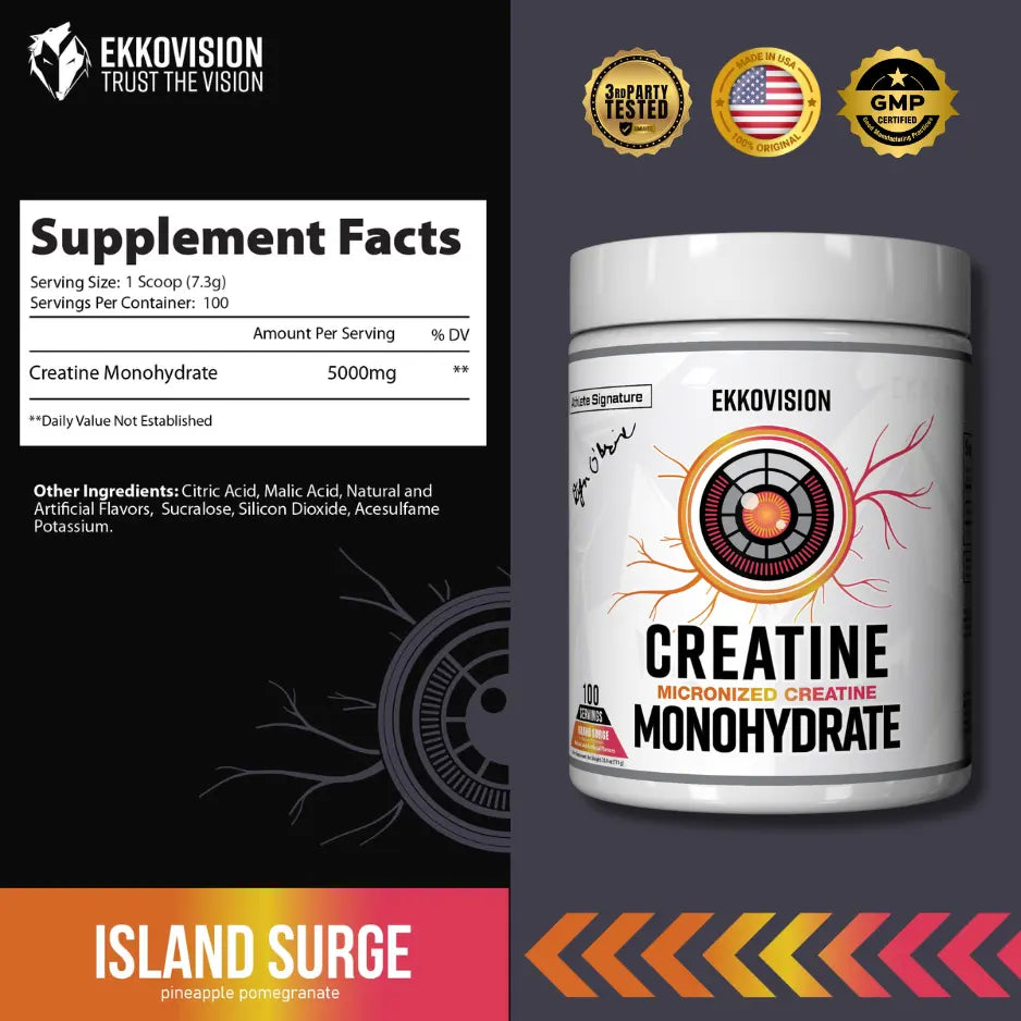 EKKO Creatine Monohydrate - Unflavored Creatine (3rd Party Tested)