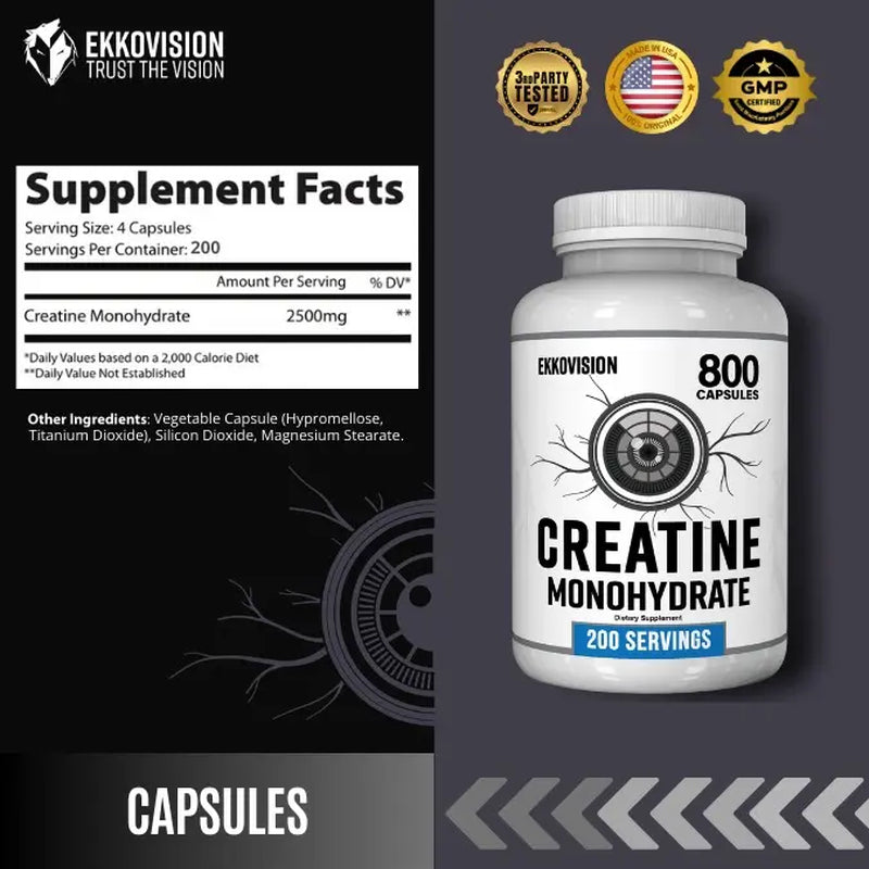 EKKO Creatine Monohydrate - Unflavored Creatine (3rd Party Tested)