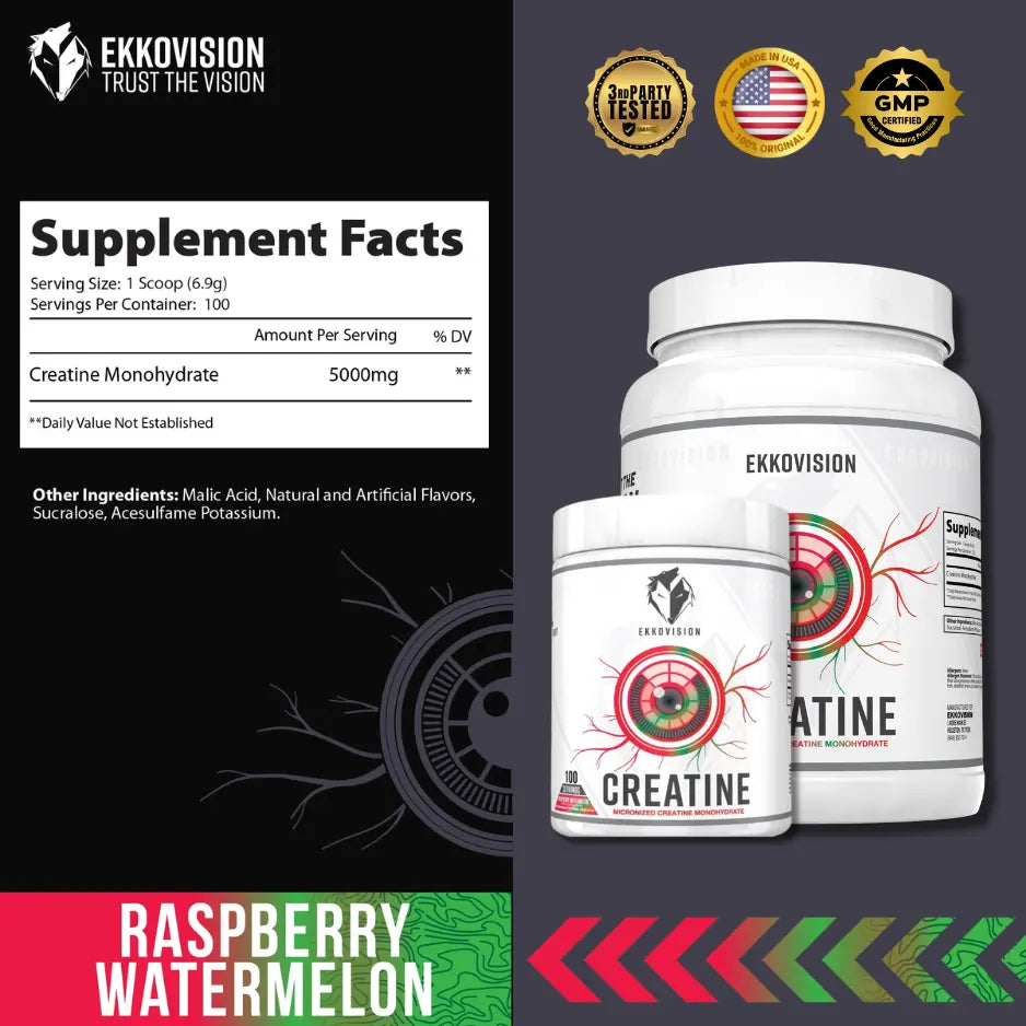 EKKO Creatine Monohydrate - Unflavored Creatine (3rd Party Tested)