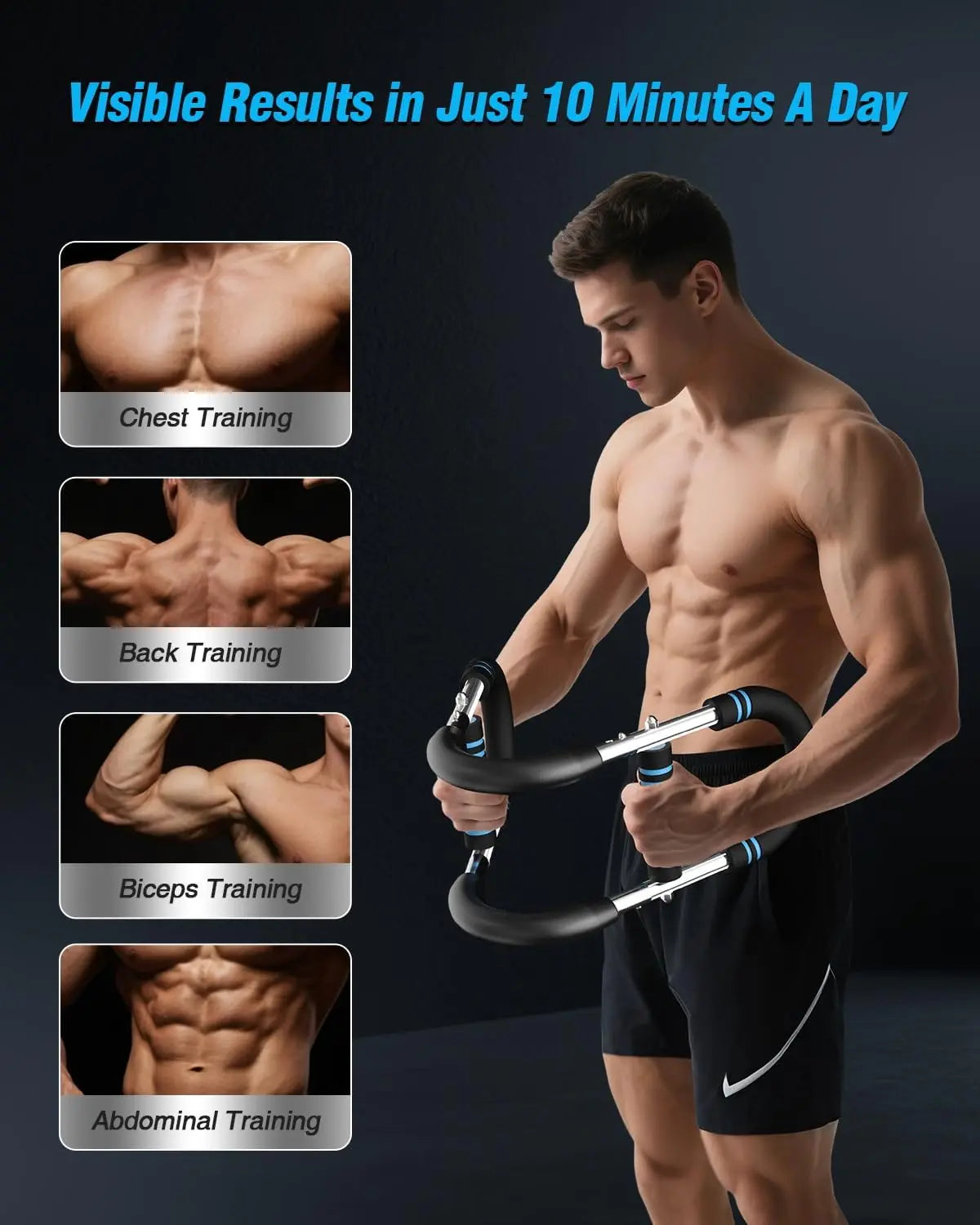 Twister Arm Trainer Chest Workout Equipment Adjustable Shaker Twister Arm Trainer for Men Women, Portable Power Chest Clip Muscle Fitness with Detachable Design