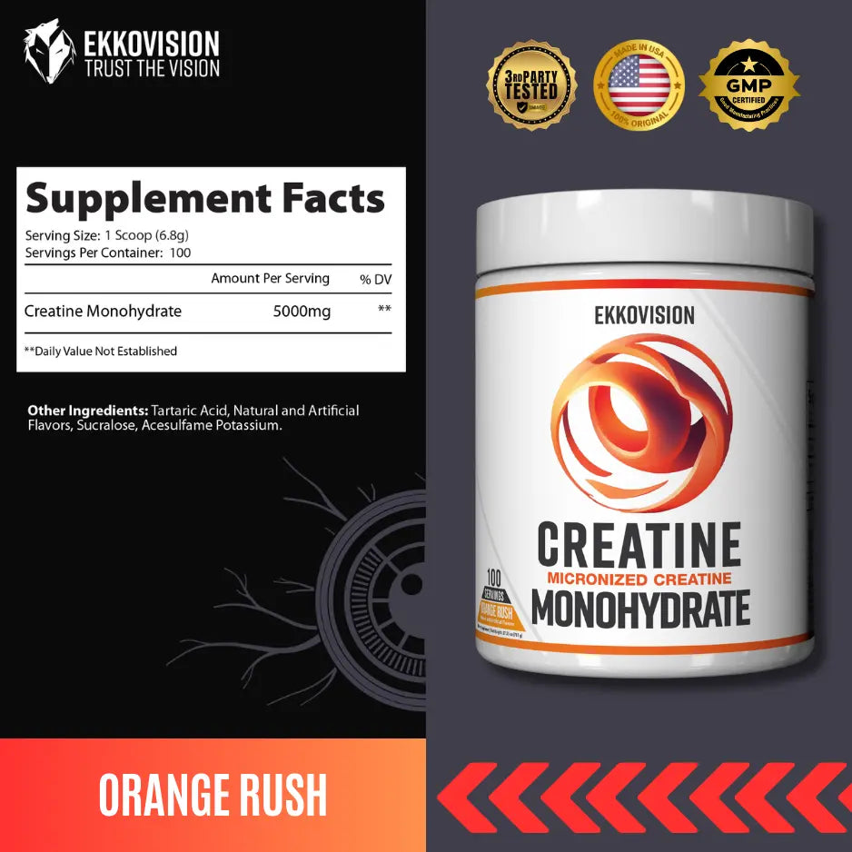 EKKO Creatine Monohydrate - Unflavored Creatine (3rd Party Tested)