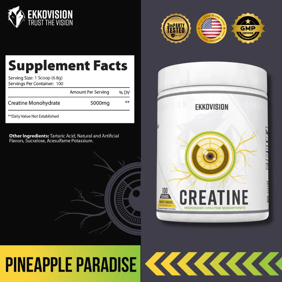EKKO Creatine Monohydrate - Unflavored Creatine (3rd Party Tested)